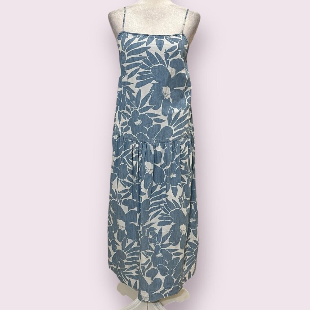 NWOT Gap Women's Maxi Dress Blue Denim Pullover Pockets Size Small - Picture 1 of 7